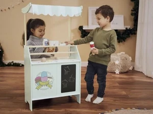 Angolo caffetteria in legno bambini finto gioco macchina caffè REGALO NATALE - Foto 1 di 10