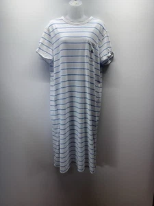 Polo Ralph Lauren Maxi Dress Light Blue Striped Short Sleeve Women’s Size XL - Picture 1 of 17
