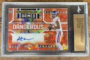 Malachi Nelson 2023 Leaf Metal Armed & Dangerous Crystal Orange Auto 1/1 Proof - Picture 1 of 3