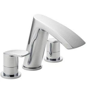 Waterfall 3 Hole Bath Filler Tap Chrome – Deck Mounted Mixer - Picture 1 of 2
