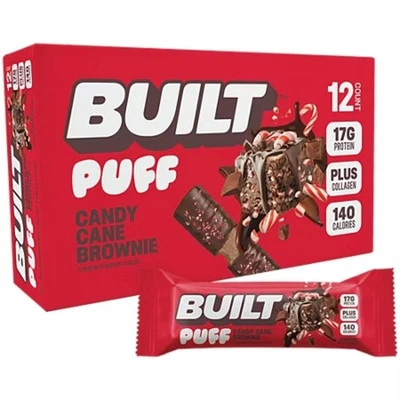 Built Puff蛋白棒-16克蛋白质-糖果甘蔗布朗尼(12根) — 第 1/4 张图片
