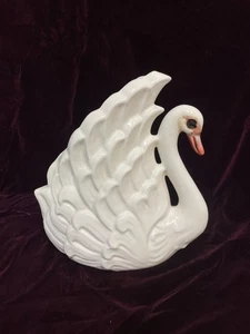 Vintage Keramik Schwan Vase Indoor Übertopf Künstler signiert - Bild 1 von 17