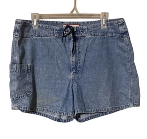 Vintage 90er Y2K Old Navy Denim Shorts Damen 34 x 4 Cargotasche hinten Kordelzug - Bild 1 von 16