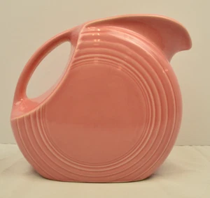 Vtg Original Fiestaware LG Disk Pitcher in P86 Rose Pink Fiesta Ware 7” tall - Picture 1 of 13