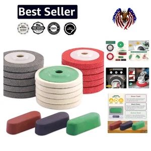 100mm Wool Felt Polishing Wheel Disc Set w/ Buffing Compounds for Angle Grinders - Picture 1 of 9