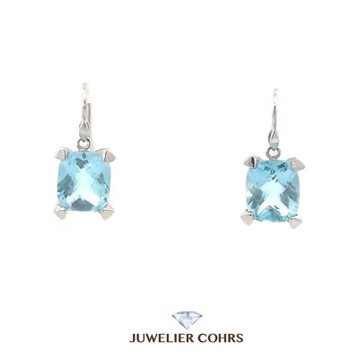 WEMPE Ohrringe 750 / 18K Weißgold mit Topas + Box - Bild 1 von 4