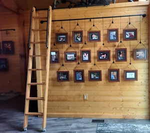 8ft LADDER + 12ft LONG TRACK KIT w/WHEELS + HANDRAILS (Ladder is FULLY ASEMBLED) - Picture 1 of 6