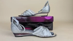 Easy Street Tarrah Evening Sandal Womens 7.5 M Silver Glitter Strap Shoes NWB - Picture 1 of 10