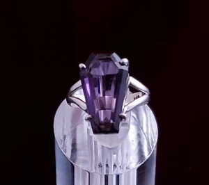 Amethyst Coffin Ring Sterling Silver goth pagan occult - Picture 1 of 3