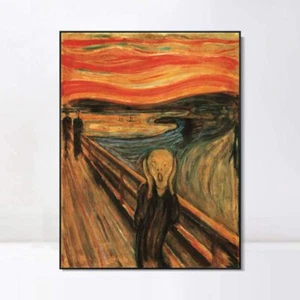 "Lona enmarcada El grito de Edvard Munch decoración de sala de estar oficina en casa 24""x32" - Imagen 1 de 8