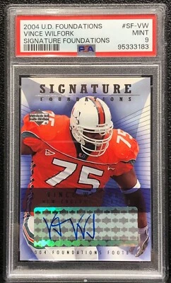 2004 UD FOUNDATIONS SIGNATURE VINCE WILFORK, #SF-VW, ROOKIE, AUTO, GRADED PSA 9 - Image 1 of 2