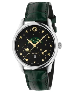 New Gucci G-Timeless Quartz Black Dial Green Leather Strap Men's Watch YA126326 - Picture 1 of 1
