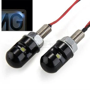 2x White LED Motorcycle Car License Plate Light Bolts 12V - Picture 1 of 7