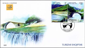 Albania Stamps 2018. Tourism: Thermal springs; Brigde; Vjosa River. FDC MNH - Picture 1 of 1