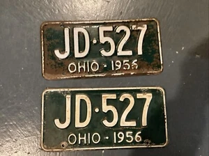 Vintage Original Matching Pair 1956 Ohio License Plates JD 527 - Picture 1 of 2