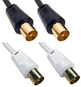 TV Aerial Cable COAX Coaxial RF Fly Lead Male to Male 0.5m to 50m Short Long - Picture 1 of 5