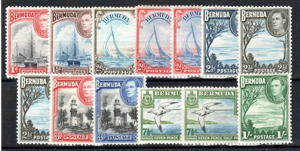 Bermudas 1938-52 Set a 1s + Tonos SG 110-15 MH Foto 1 de 1