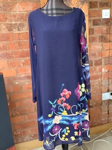 Desigual AW20 Siena Navy Long Sleeved Dress with Flowers RRP£84 - Picture 1 of 7