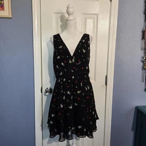 Neu ohne Etikett BCBGeneration ärmelloses Sommerkleid Damen 10 schwarz Blumen Spitzendetails  - Bild 1 von 8