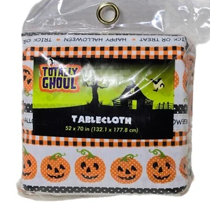 Vintage Polyester Tablecloth 52" x 70" Halloween Totally Ghoul Pumpkin fall - Picture 1 of 3