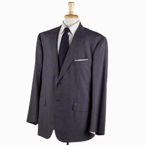 Isaia Medium Gray Striped Super 130s Wool Suit Slim US 50 R (fits 48) Eu 60 NWT - Picture 1 of 12