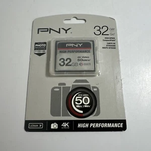 New Sealed PNY 32gb High Performance Compact Flash Card P-cf32gu7-ge 4K UDMA 7 - Picture 1 of 7