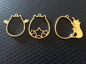 3 Metal Cat Egg Wings Kitten Kitty Frame UV Resin Craft Jewelry Making Charm - Picture 1 of 7