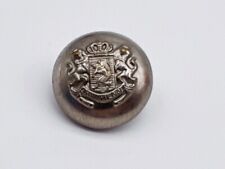 Vintage Antique 23mm 15/16" Silver Metal Uniform Lion Crown Shield Crest Button