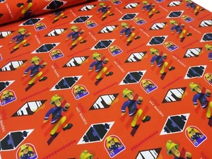 Resto de tela 18x150cm algodón jersey bombero Sam naranja rojo tela infantil - Imagen 1 de 4