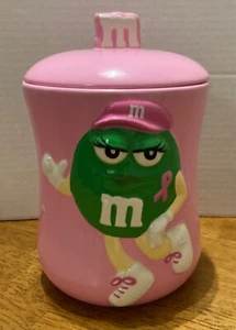 M&M's Galerie Ceramic Pink Breast Cancer Awareness Cookie Jar Canister 8" "RARE" - Picture 1 of 7