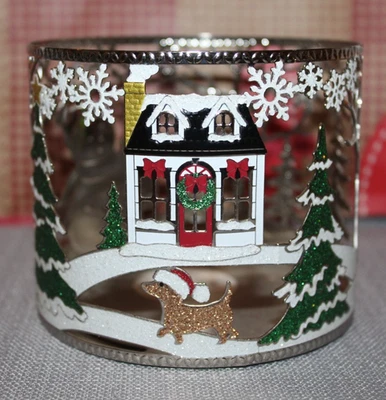 Candelabro de 3 mechas Bath & Body Works Holiday Christmas perro muñeco de nieve ~ Envío gratuito Foto 1 de 4