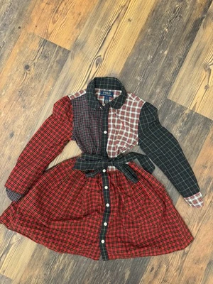 Polo Ralph Lauren Camisa Mixta a Cuadros Manga Larga Vestido Corbata Cinturón Talla 5 Vacaciones  Foto 1 de 4