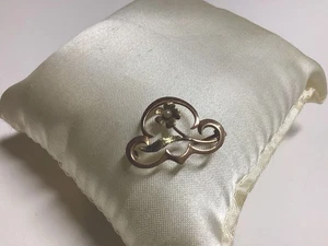 Zierliche & hübsche 10K Gelbgold Blume Blatt & Saatperlen Anstecknadel Vintage kostenloser Versand - Bild 1 von 5