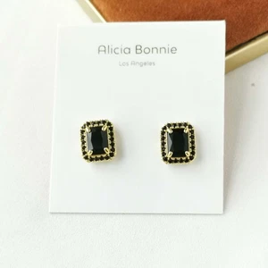 Aretes Alicia Bonnie Oro Aurora Cristal Negro - Imagen 1 de 3