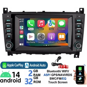 Radio de coche Android 14 GPS Carplay para Mercedes Benz Clase C W203 CLK 209 + cámara - Imagen 1 de 13