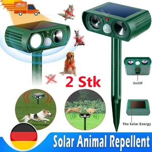 2Stk Solar Tiervertreiber Ultraschall Abwehr Marder Katzen Hunde Abwehr Schreck - Bild 1 von 12
