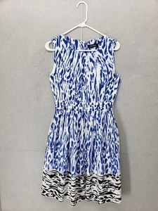 Ellen Tracy Dress Womens 4 Animal Print Sleeveless Fit Flare Belted Career Work - Picture 1 of 16