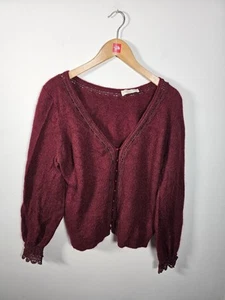 La Maille Sezane Cardigan Women's 2XL Red Burgundy Kid Mohair Wool V-Neck UK 16 - Picture 1 of 19