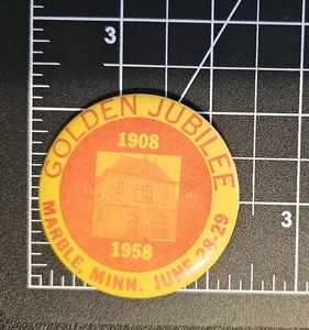 1958 Golden Jubilee Marble, Minnesota Vintage Celluloid Pinback Button - Picture 1 of 2
