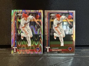 2025 Topps Chrome #24 Corey Seager RayWave Refractor PLUS Base! Texas Rangers - Picture 1 of 2
