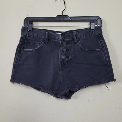 Bullhead Womens Black Dark Wash High Rise Button Fly Jean Shorts Size 27 - Image 1 of 4