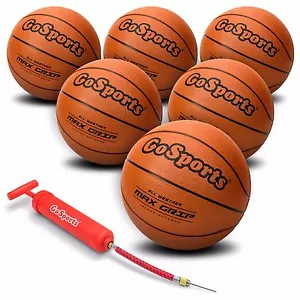 GoSports Indoor/Outdoor Rubber Basketballs 6 Pack - Size 6 Balls with Pump & Bag - Picture 1 of 4