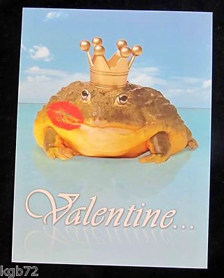 Leanin Tree Valentine Card Valentine's Day Frog Prince Kiss Romance Love V60 - Image 1 of 2