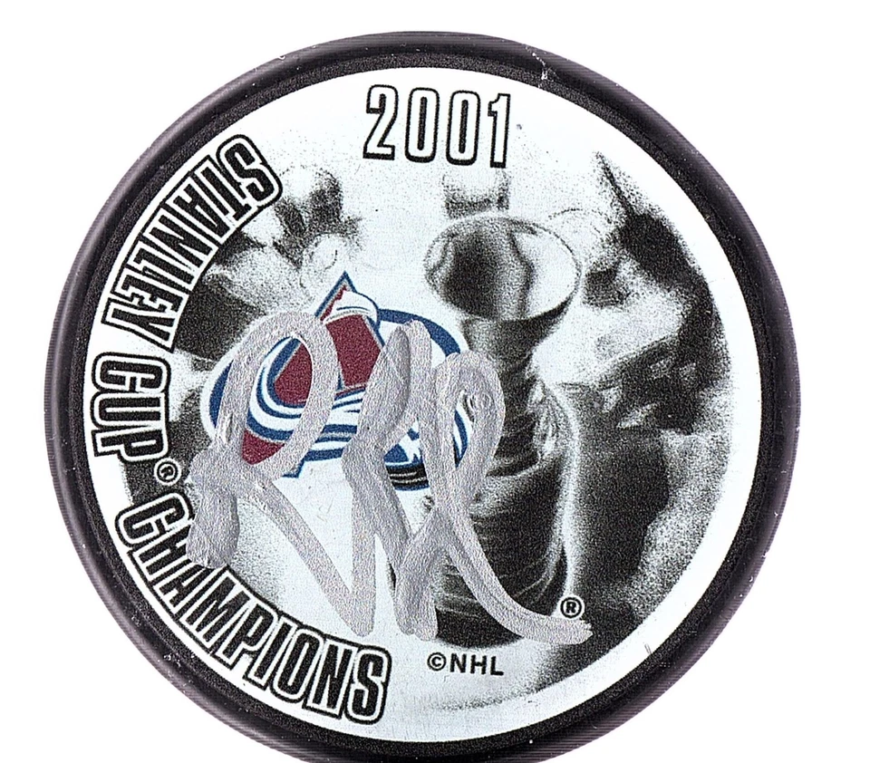 ROB BLAKE COLORADO AVALANCHE 2001 STANLEY CUP AUTOGRAFADO LOGOTIPO DISCO CERTIFICADO DE AUTENTICIDADE - Imagem 1 de 1