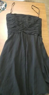 White House Black Market Black with shiny Blouse Top Size 0 With Straps (B73)  - Image 1 of 4