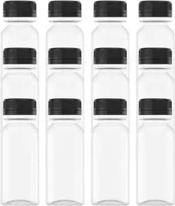 12 Pcs 2 OZ Mini Plastic Juice Bottles, Reusable Bulk Beverage Containers, Comes - Picture 1 of 11
