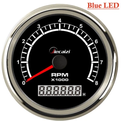 Jiecaizi 85mm Tachometer 8000rpm For Car Gas Diesel Engine Waterproof Blue Light - Image 1 of 4