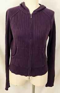 Calvin Klein Jeans Women's Purple Cotton Full Zip Ribbed Hoodie Size Large