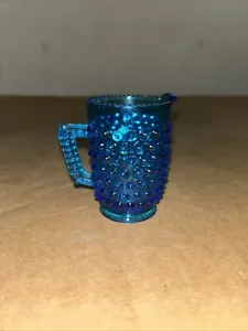 Fenton Colonial Cobalt Blue Hobnail Art 3” Glass Creamer Mini Pitcher W/ Handle - Picture 1 of 4