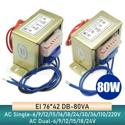 EI76 80W DB-80VA Power Transformer 220V/380V to 6/9 - 220V Output AC Single/Dual - Image 1 of 4